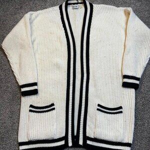 Vintage chunky knitted preppy grandpa cardigan sweater size large‎